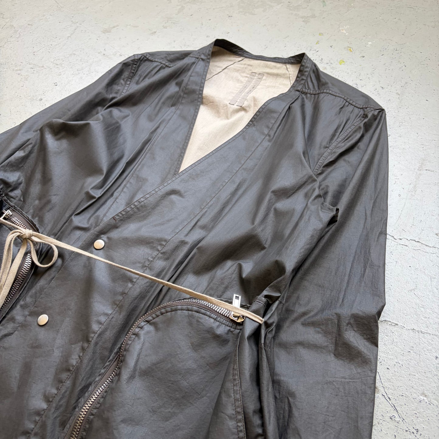 Rick Owens SS20 TECAUTL Black Waxed Bauhaus Jacket (54)