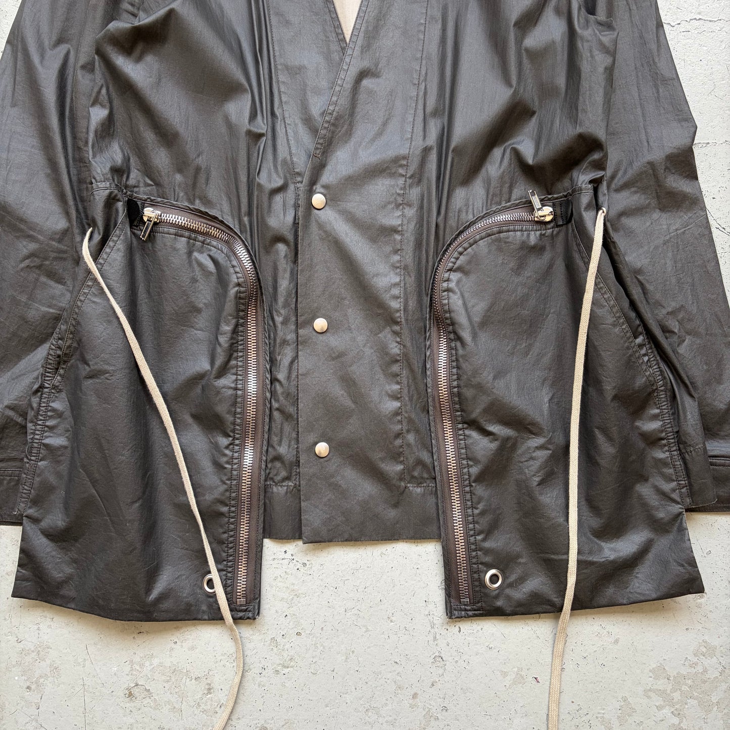 Rick Owens SS20 TECAUTL Black Waxed Bauhaus Jacket (54)