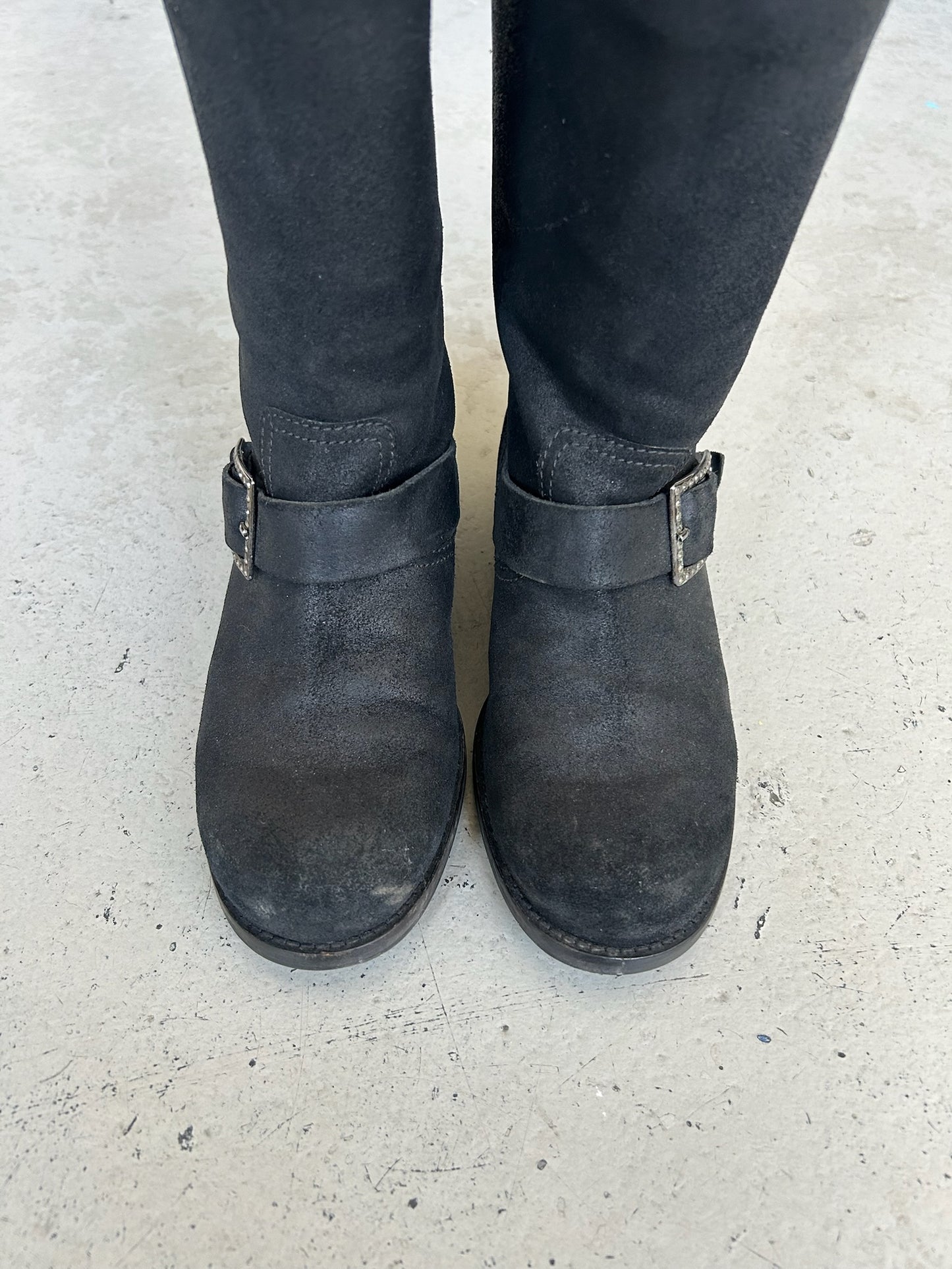 Jimmy Choo Rugged Suede Crystal Boots (35.5)