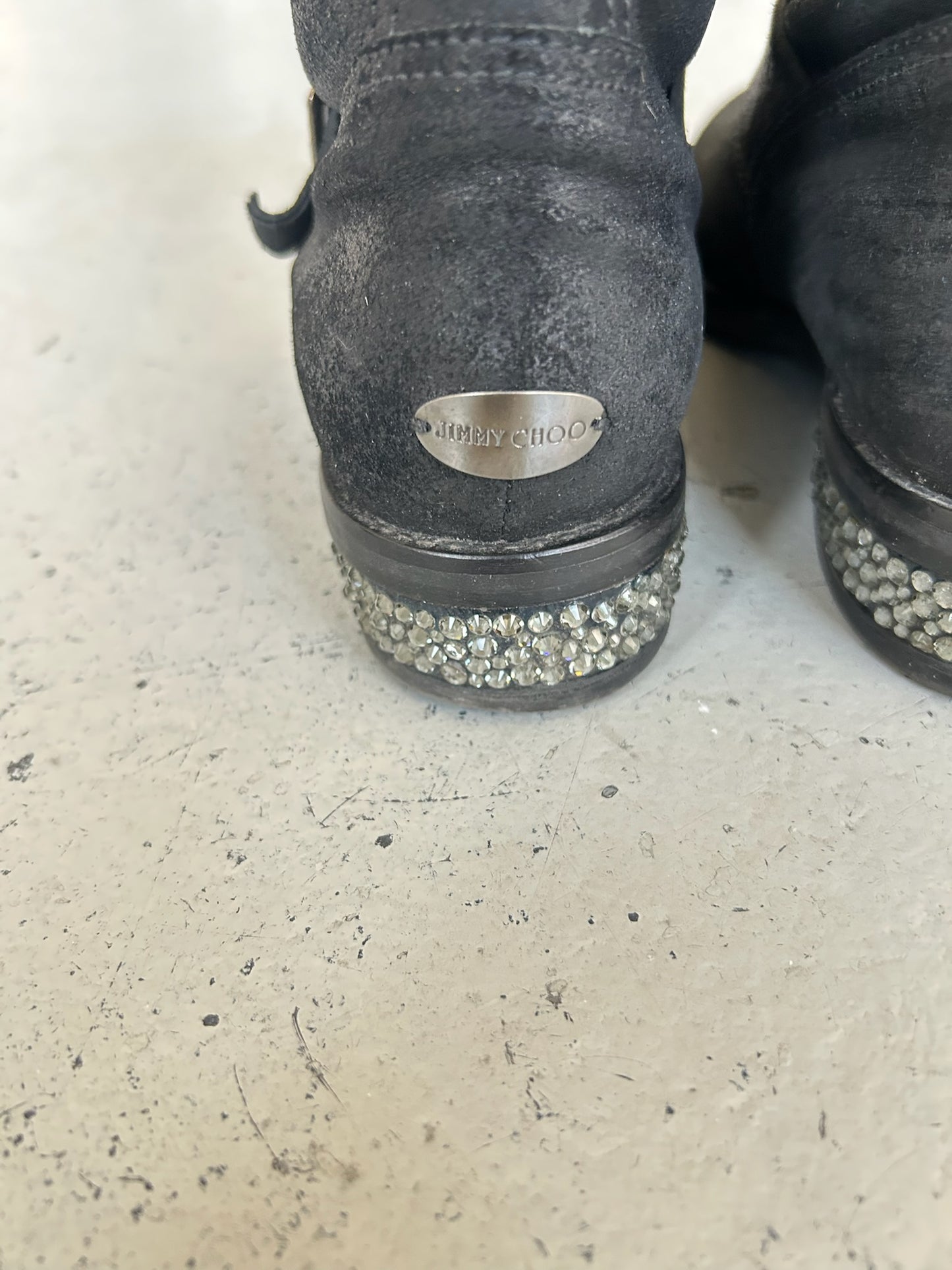 Jimmy Choo Rugged Suede Crystal Boots (35.5)