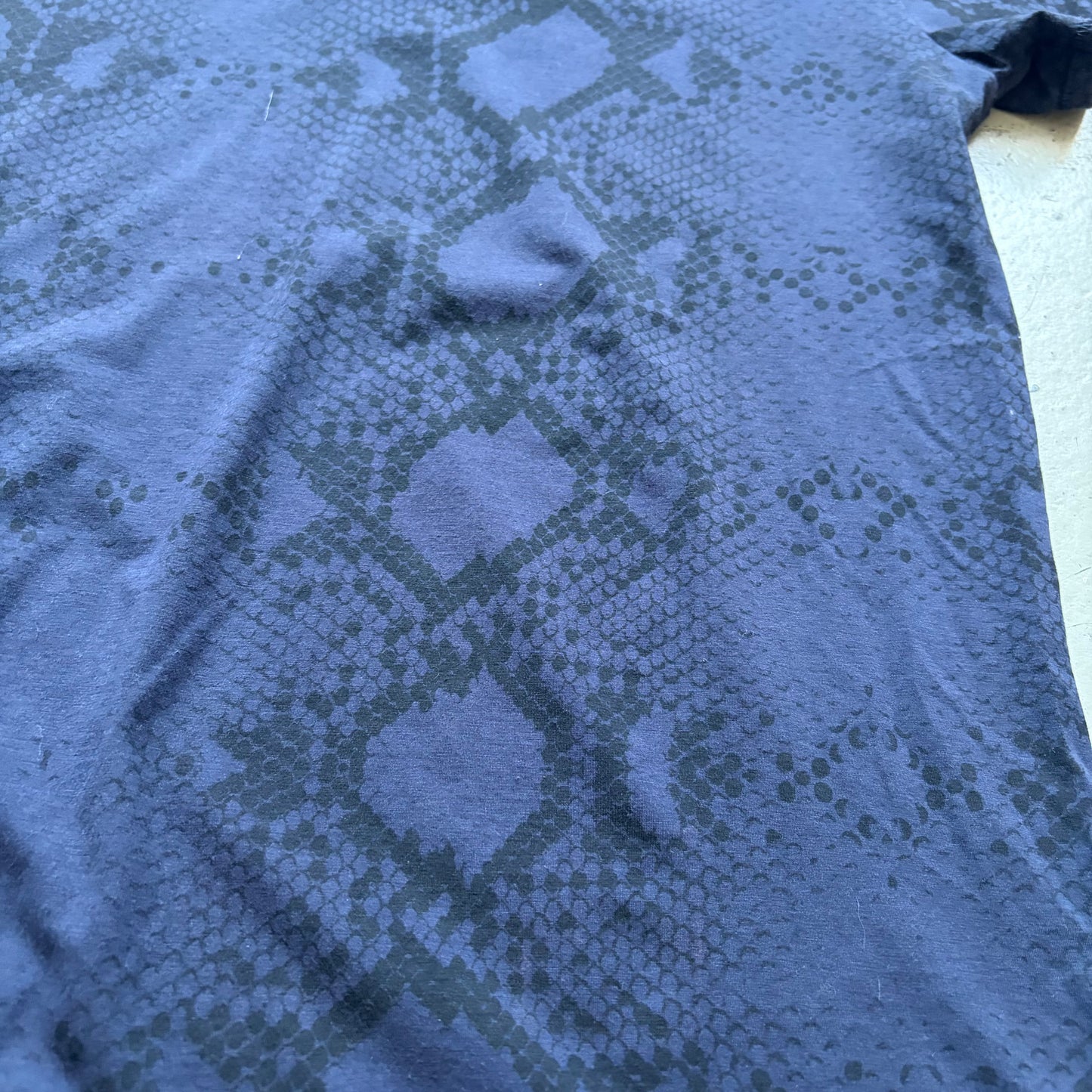 Roberto Cavalli Navy Snakeskin Print Short Sleeve Shirt (S)