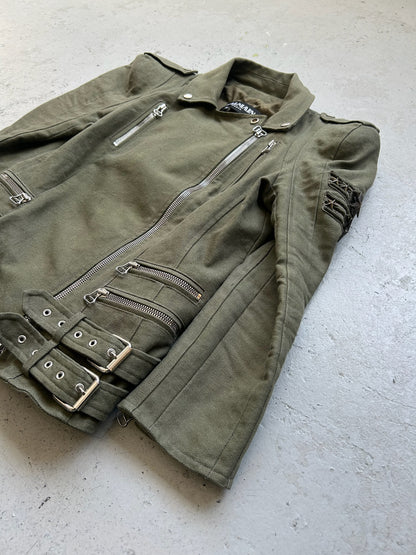 Balmain by Christophe Decarnin Studded Patch Military Biker Jacket (42)