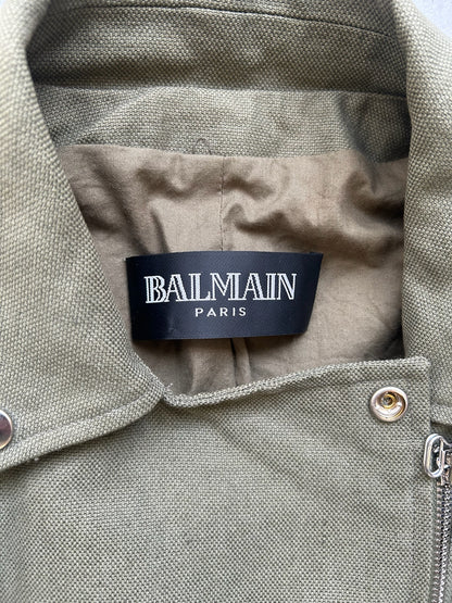 Balmain by Christophe Decarnin Studded Patch Military Biker Jacket (42)