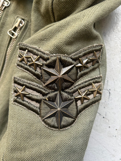 Balmain by Christophe Decarnin Studded Patch Military Biker Jacket (42)