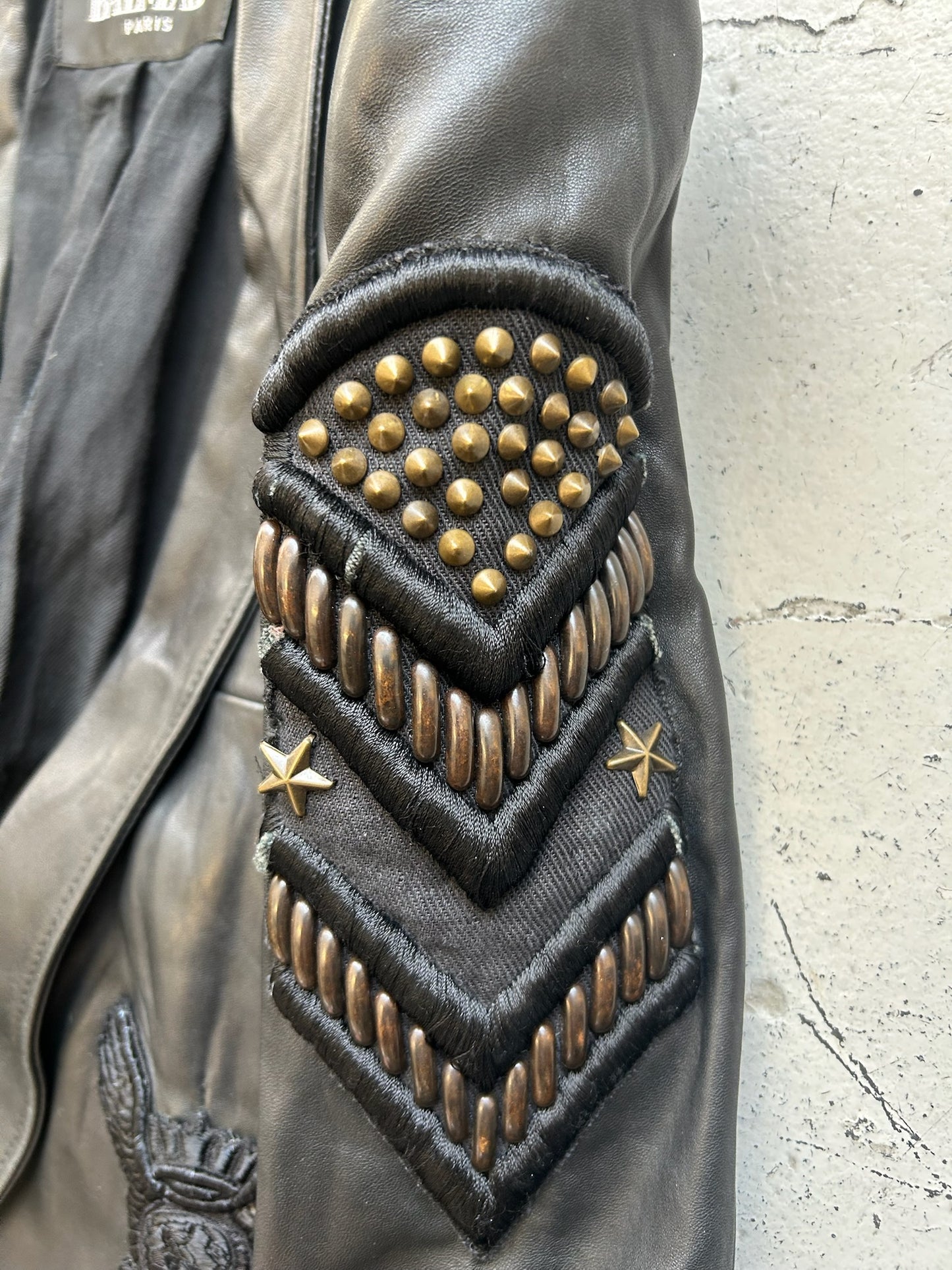 Balmain by Christophe Decarnin SS10 Military Patch Leather Blazer (36)