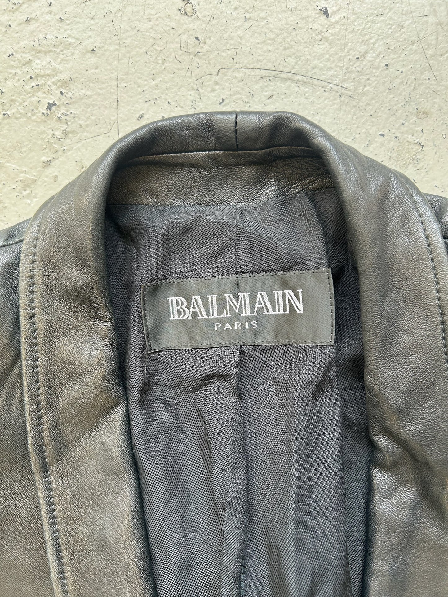 Balmain by Christophe Decarnin SS10 Military Patch Leather Blazer (36)