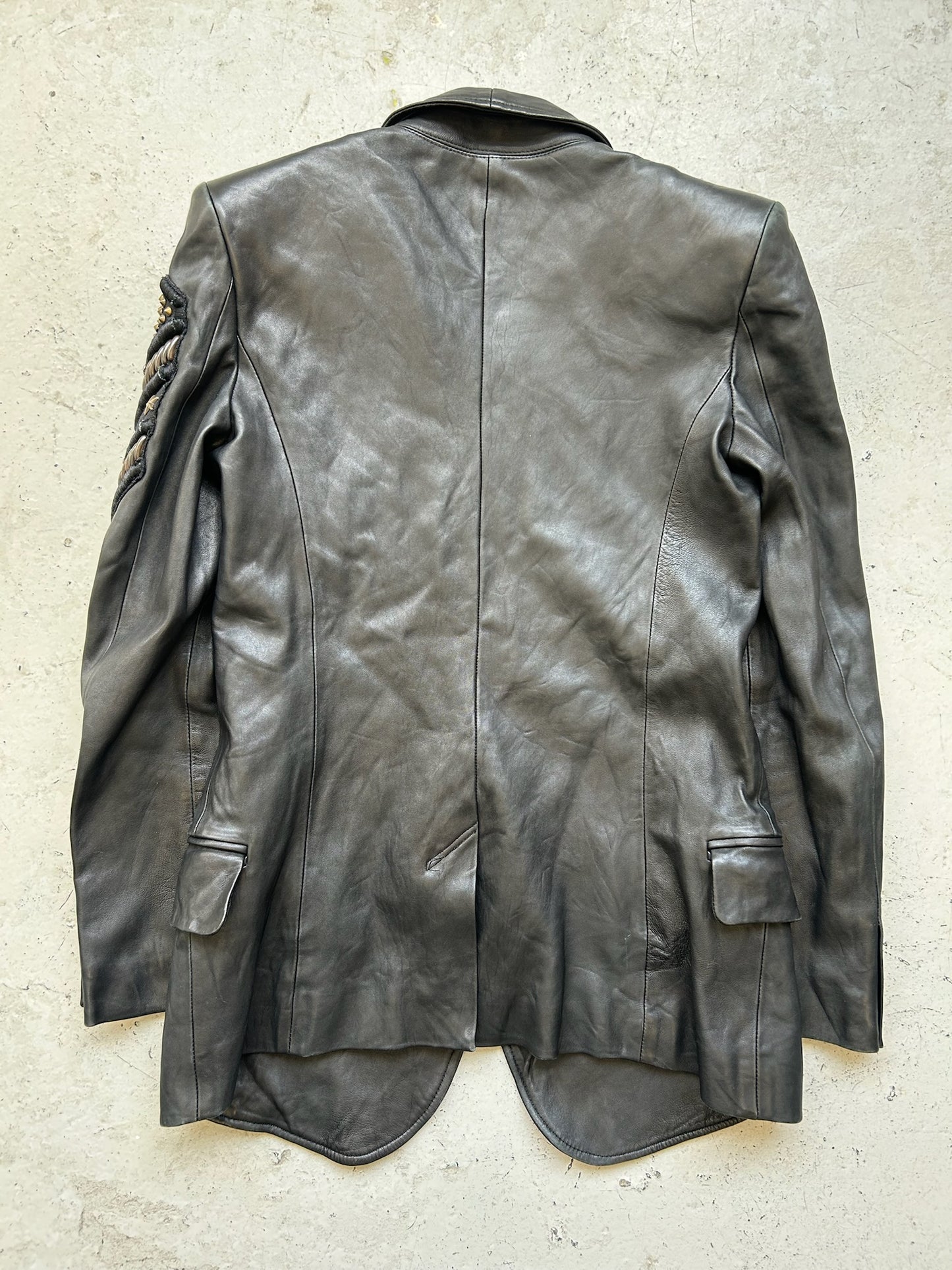 Balmain by Christophe Decarnin SS10 Military Patch Leather Blazer (36)