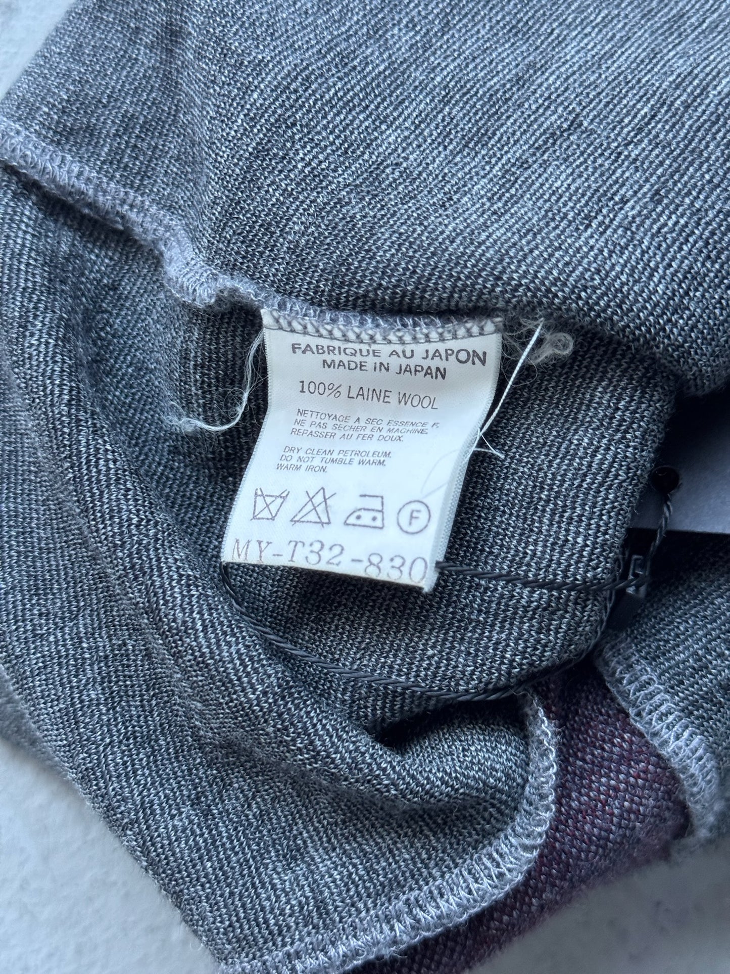 Y's for Men by Yohji Yamamoto Grey Plaid Patchwork Long Sleeve (M)