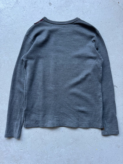 Y's for Men by Yohji Yamamoto Grey Plaid Patchwork Long Sleeve (M)