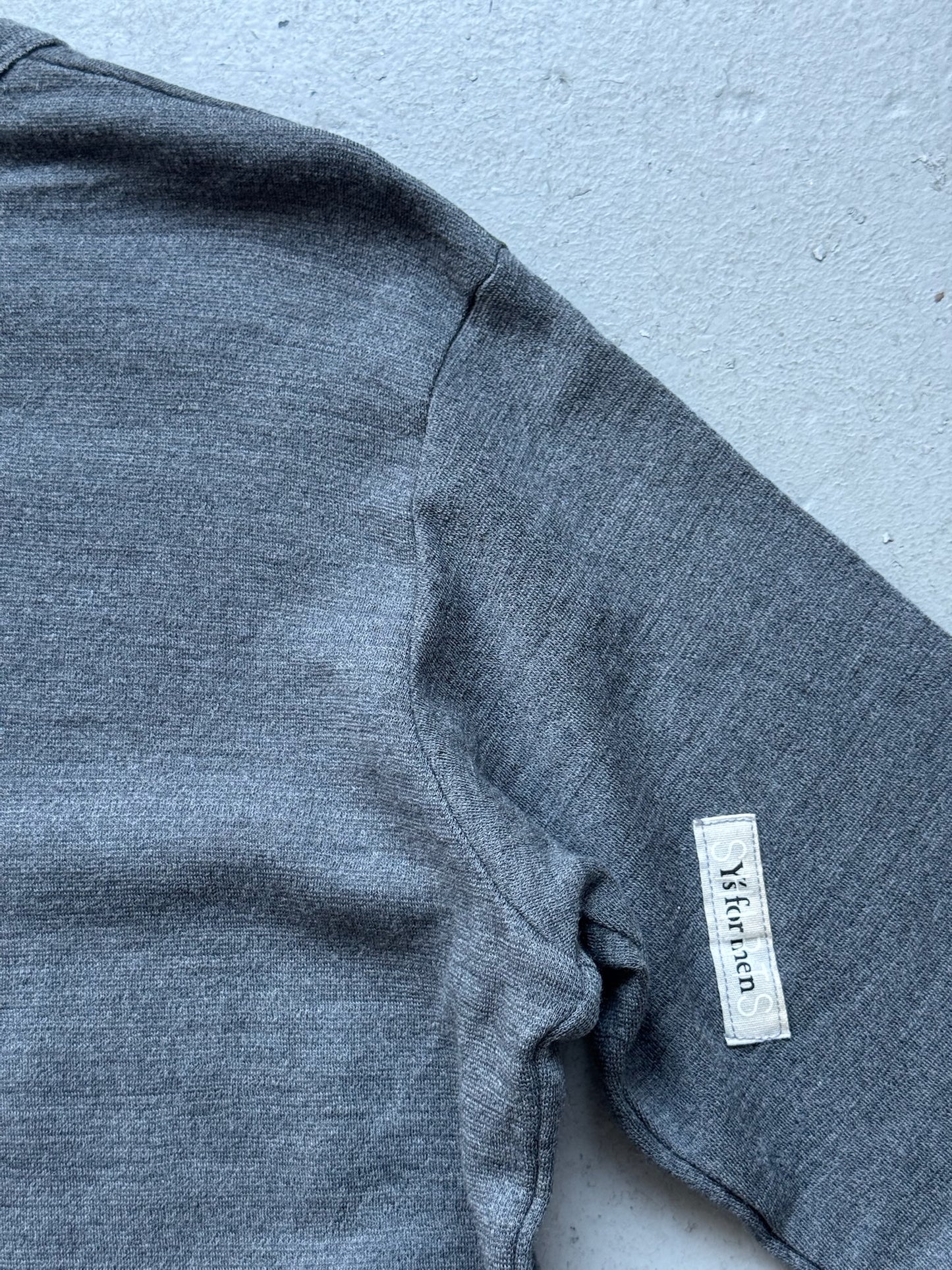 Y's for Men by Yohji Yamamoto Grey Plaid Patchwork Long Sleeve (M)