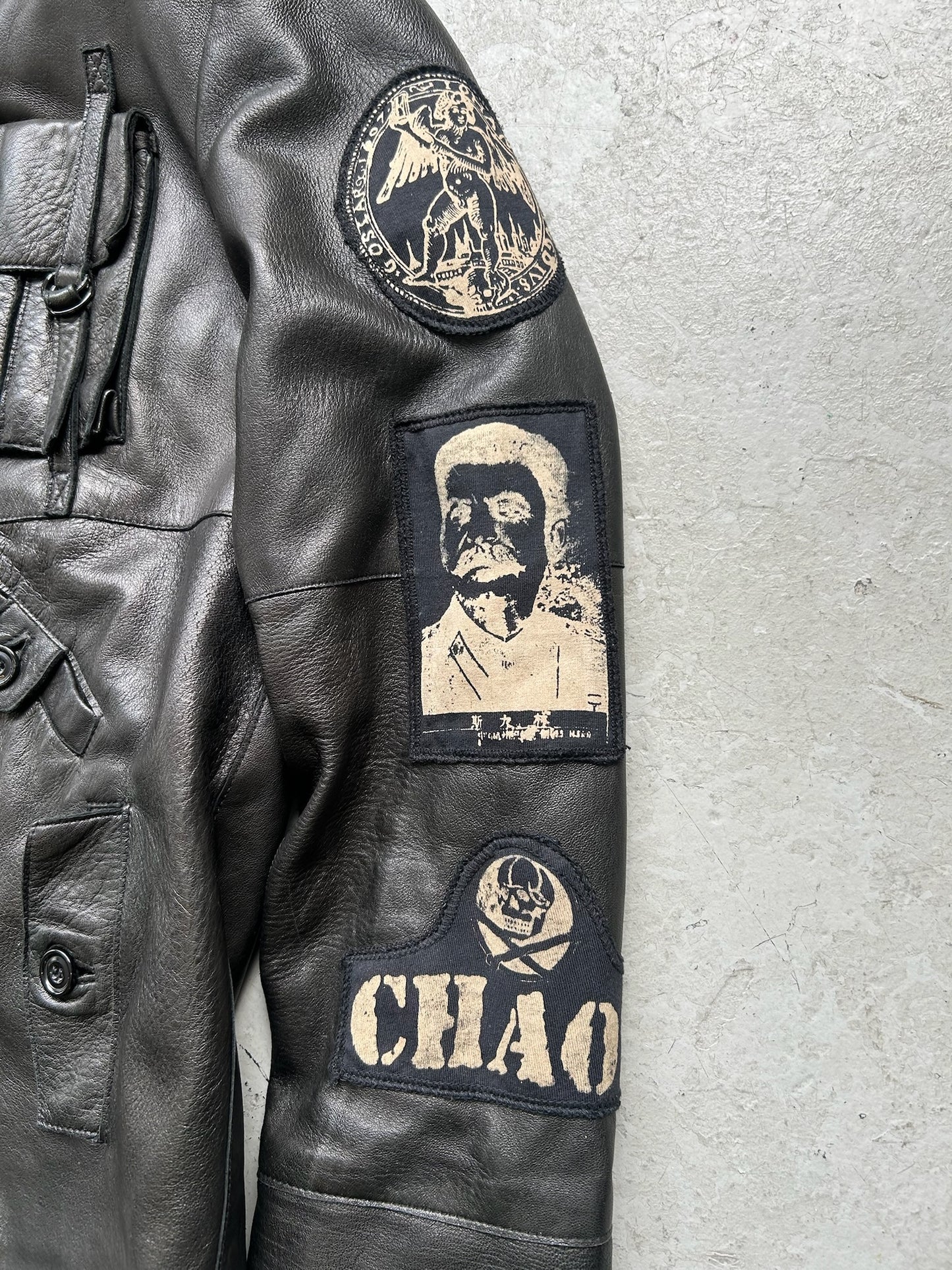 Diamond Dogs Fur Lined Hooded Leather Jacket (L)