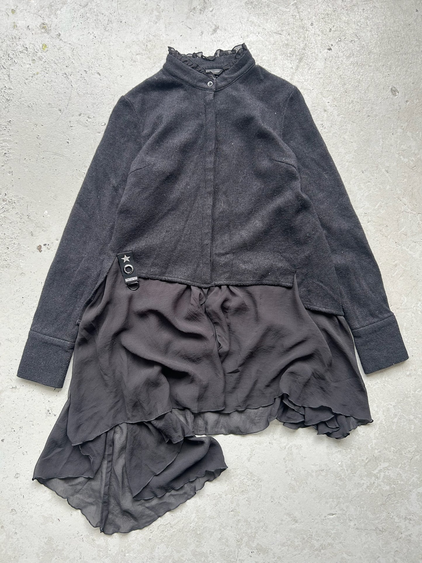 Vintage Wool and Polyester Ruffled Long Sleeve (M)