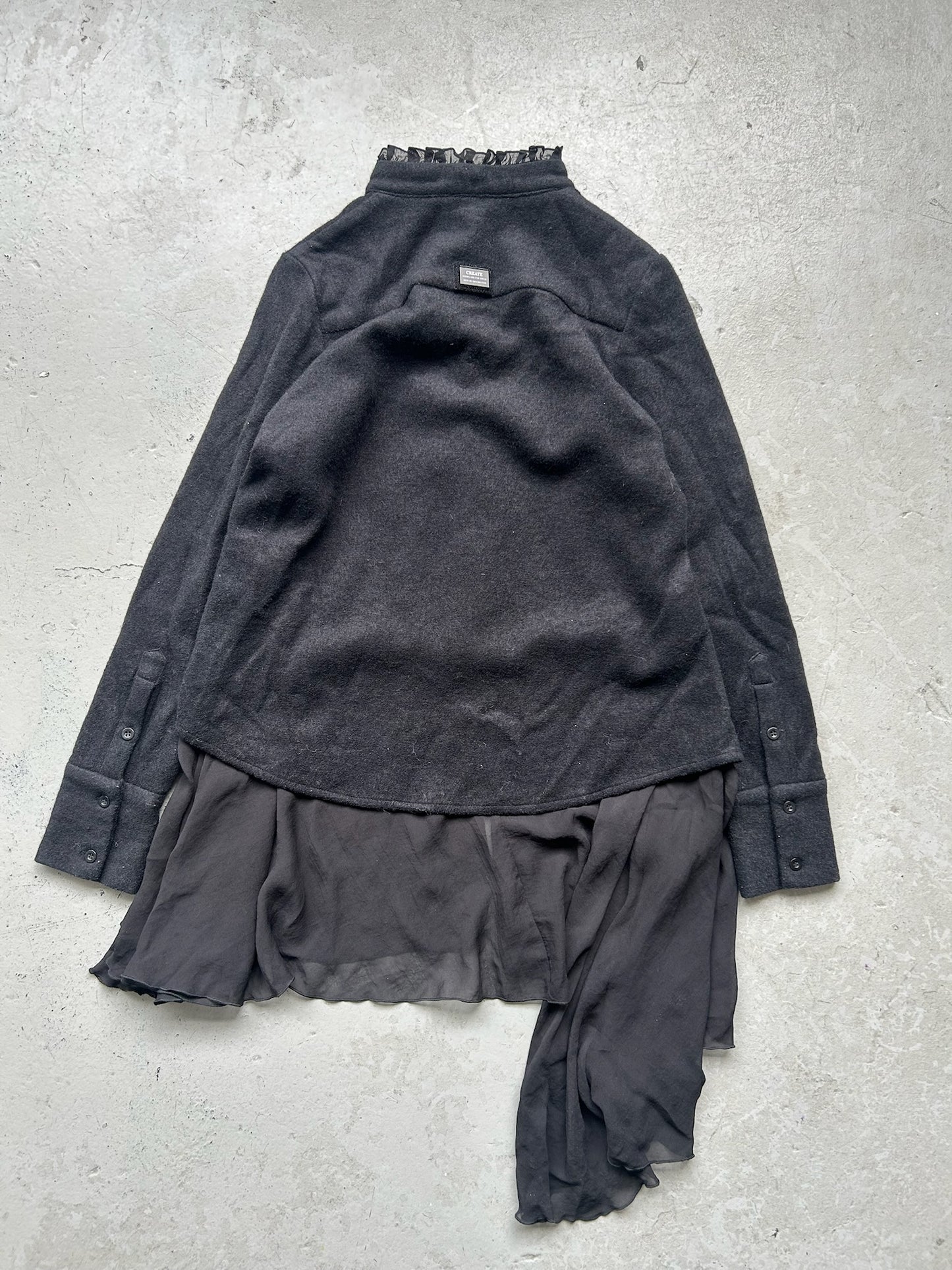 Vintage Wool and Polyester Ruffled Long Sleeve (M)