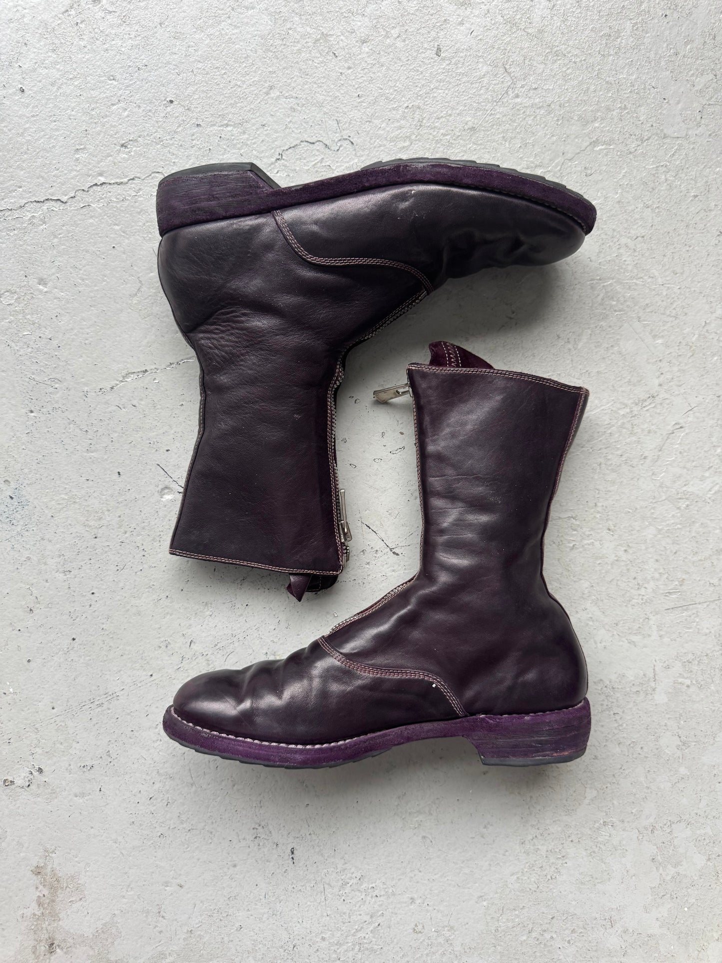 Guidi 310 Dark Purple Front Zip Soft Horse Leather Boots (37.5)