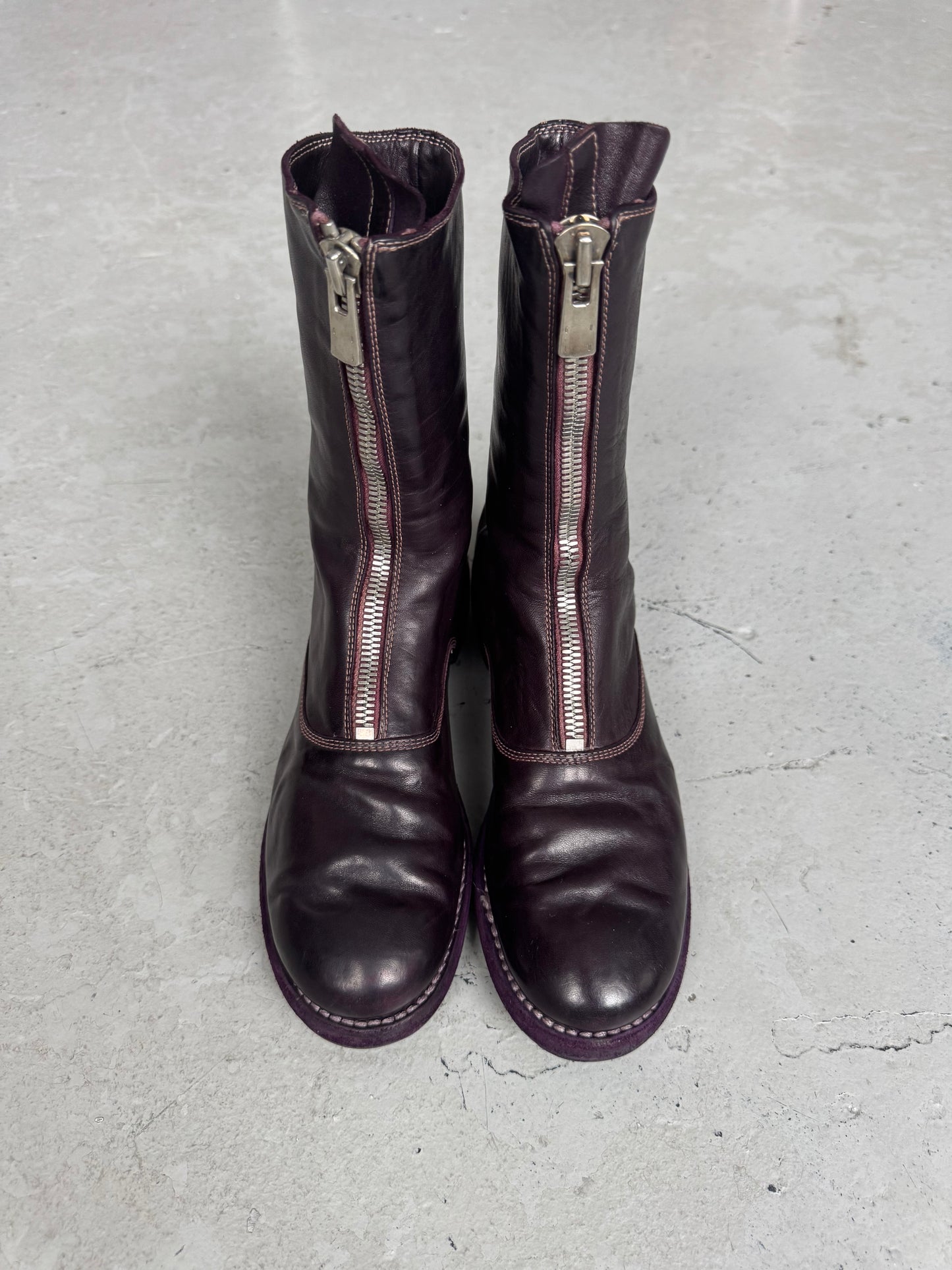 Guidi 310 Dark Purple Front Zip Soft Horse Leather Boots (37.5)