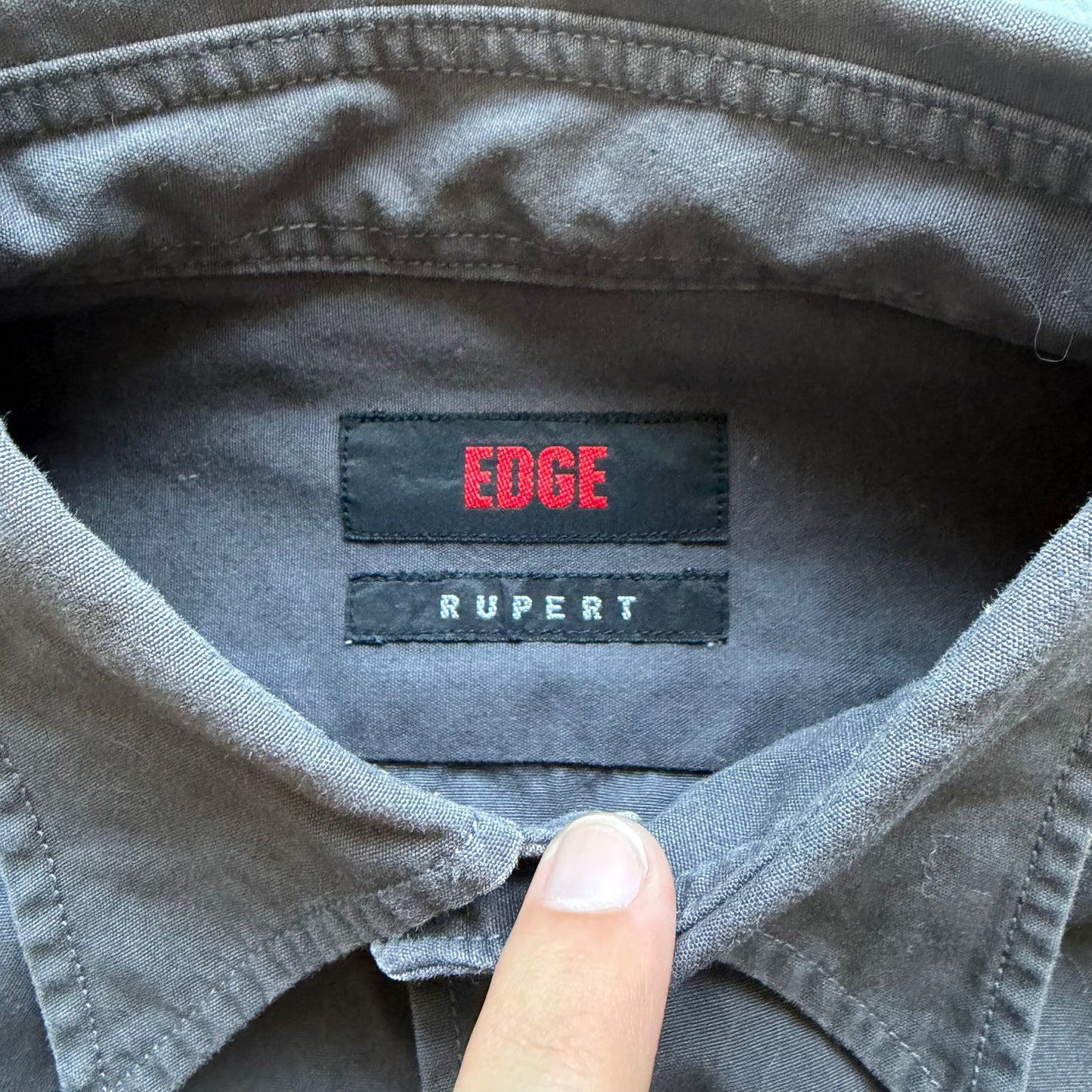 Edge Rupert Grey Wool Paneled Button Up Shirt (S)