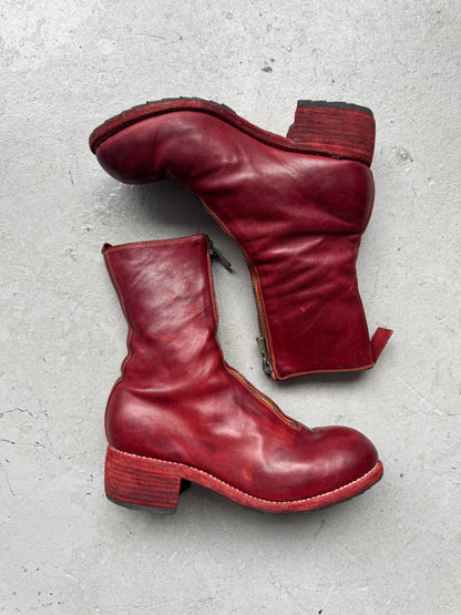 Guidi PL2 Front Zip Red Soft Horsre Leather Boots (38)