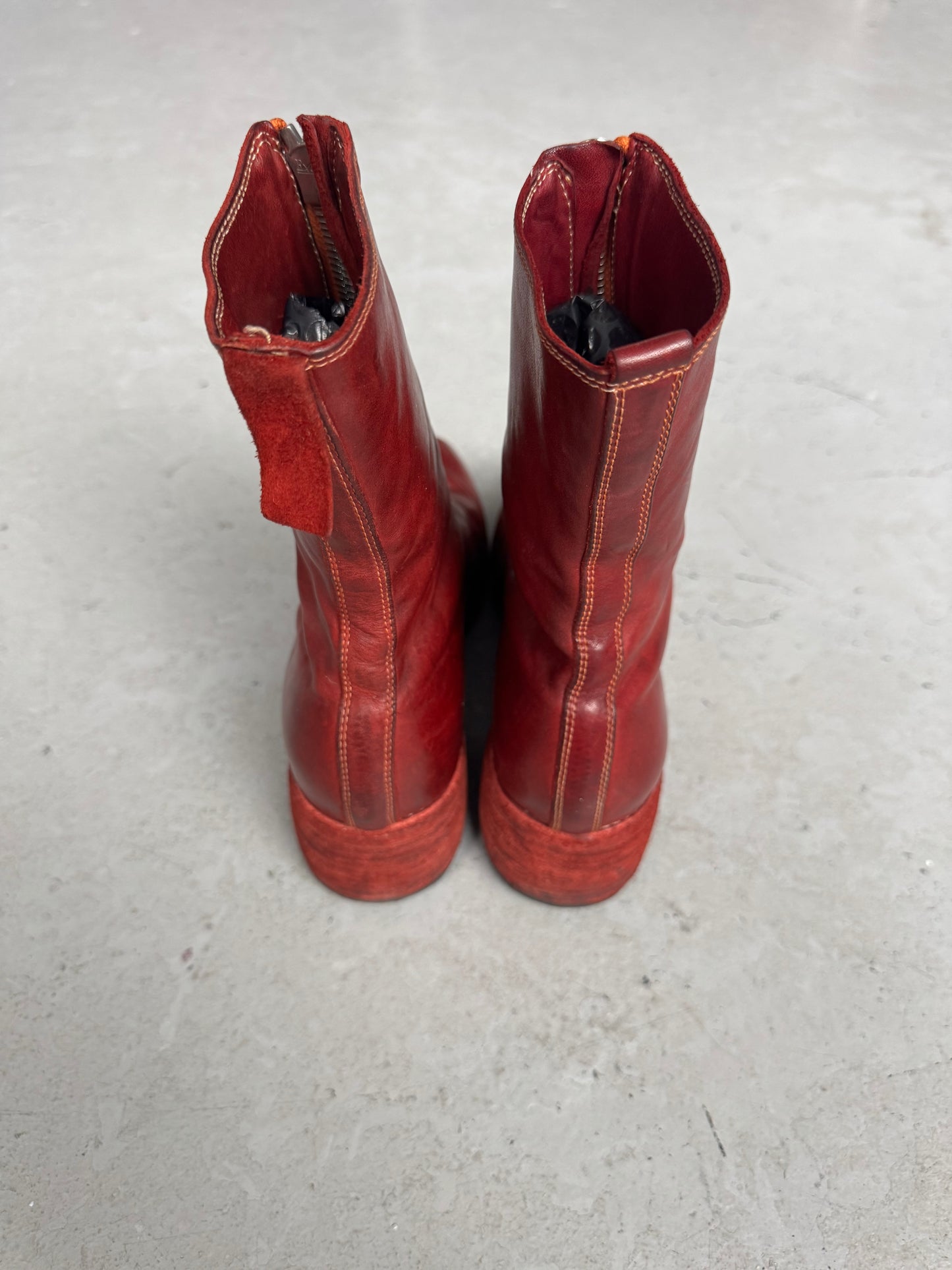 Guidi PL2 Front Zip Red Soft Horsre Leather Boots (38)