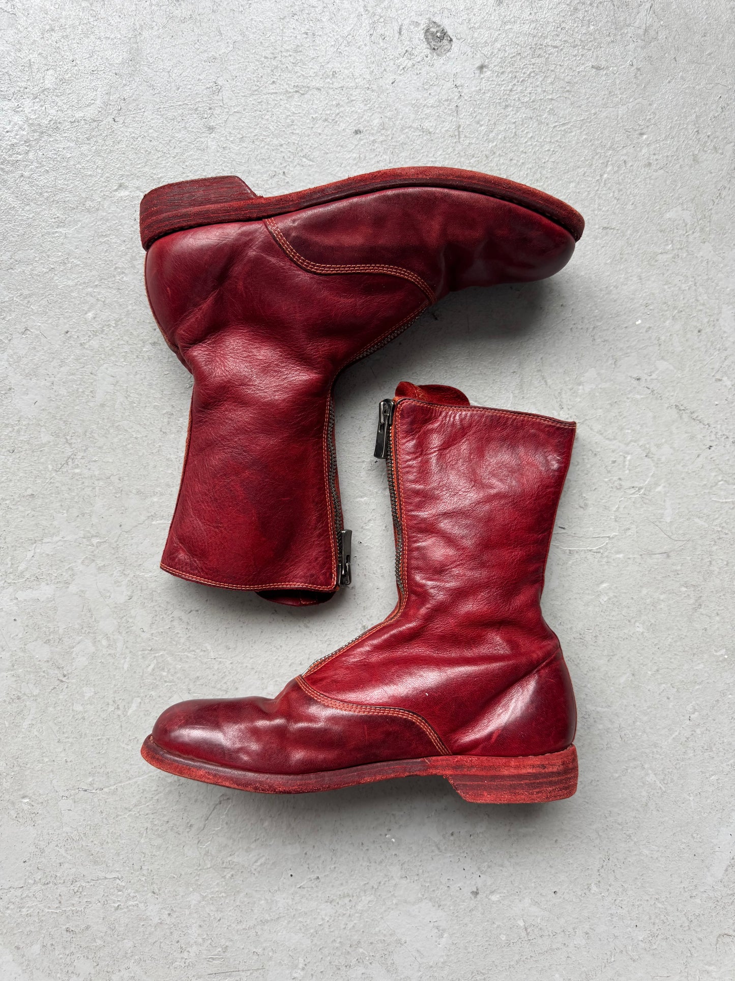 Guidi 310 Red Front Zip Soft Horse Leather Boots (37)