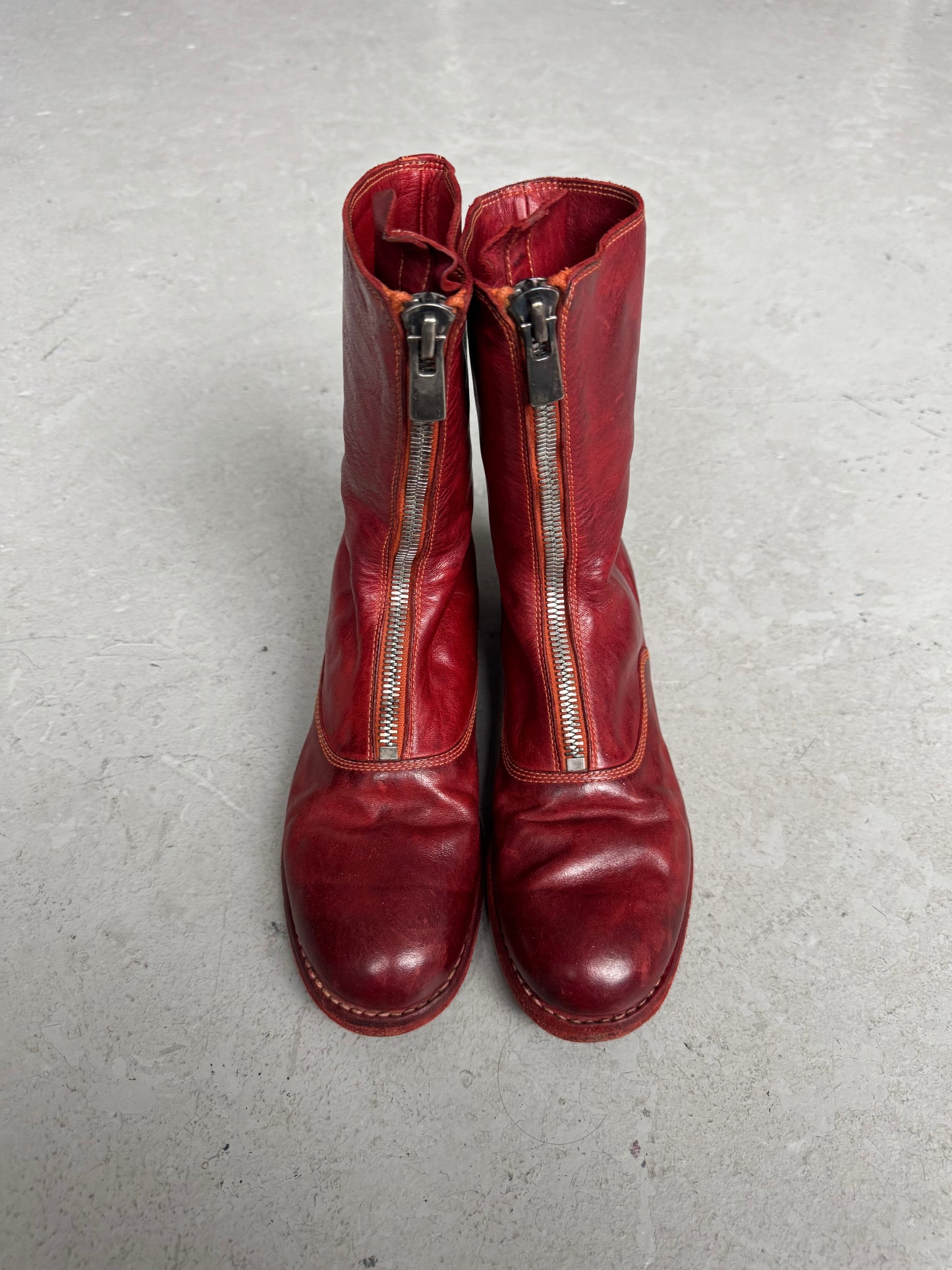 Guidi 310 Red Front Zip Soft Horse Leather Boots (37)