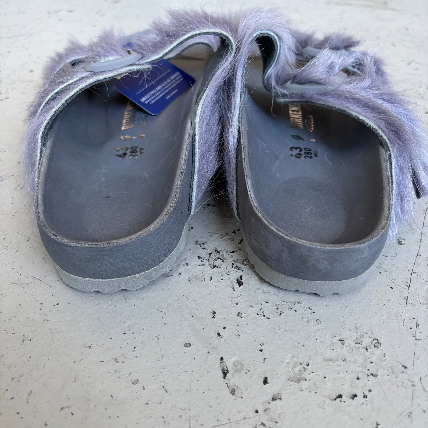 Rick Owens X Birkenstock Arizona Fur Sandals (43)
