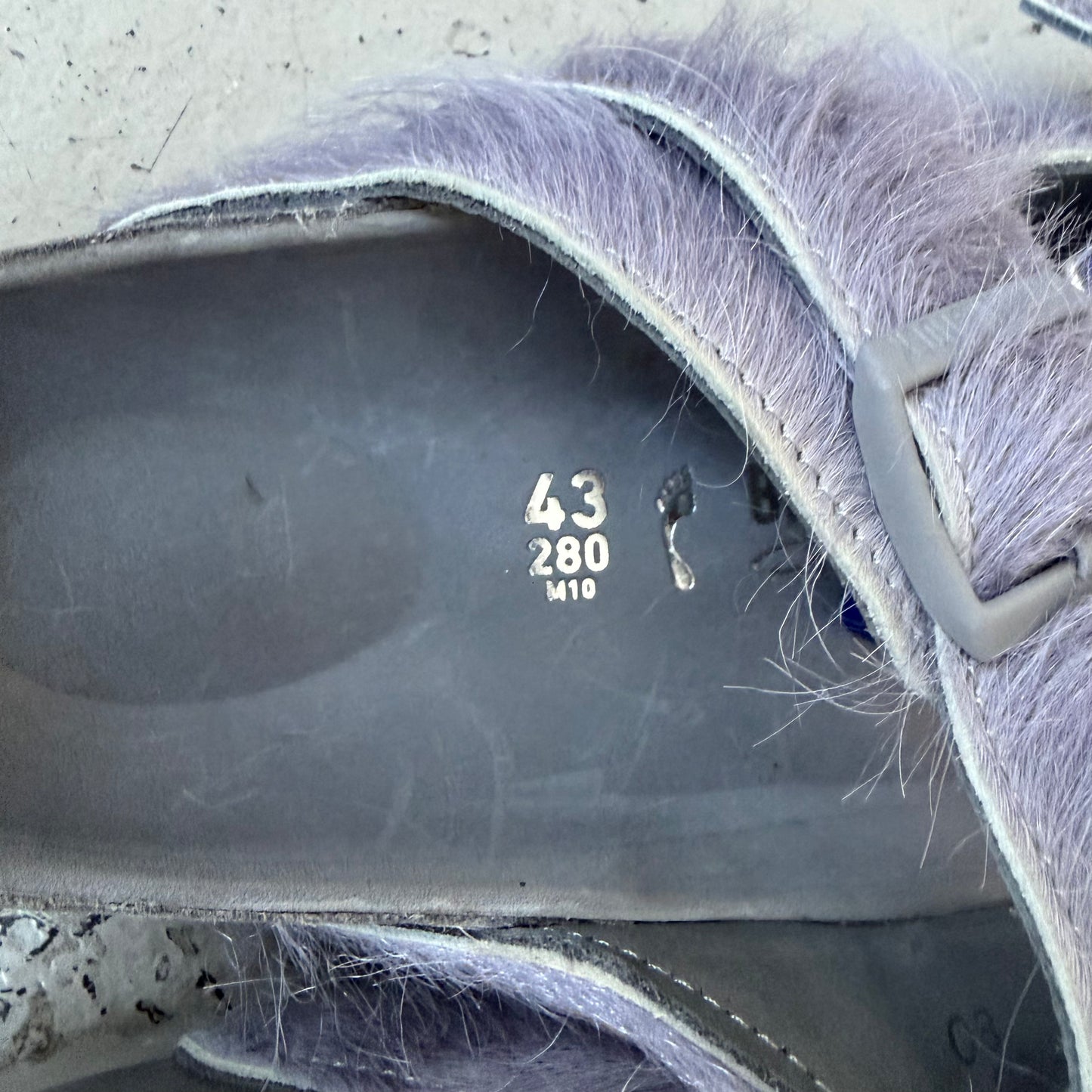Rick Owens X Birkenstock Arizona Fur Sandals (43)