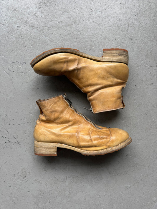 Guidi PL1 Cream Front Zip Horse Leather Boots (42)