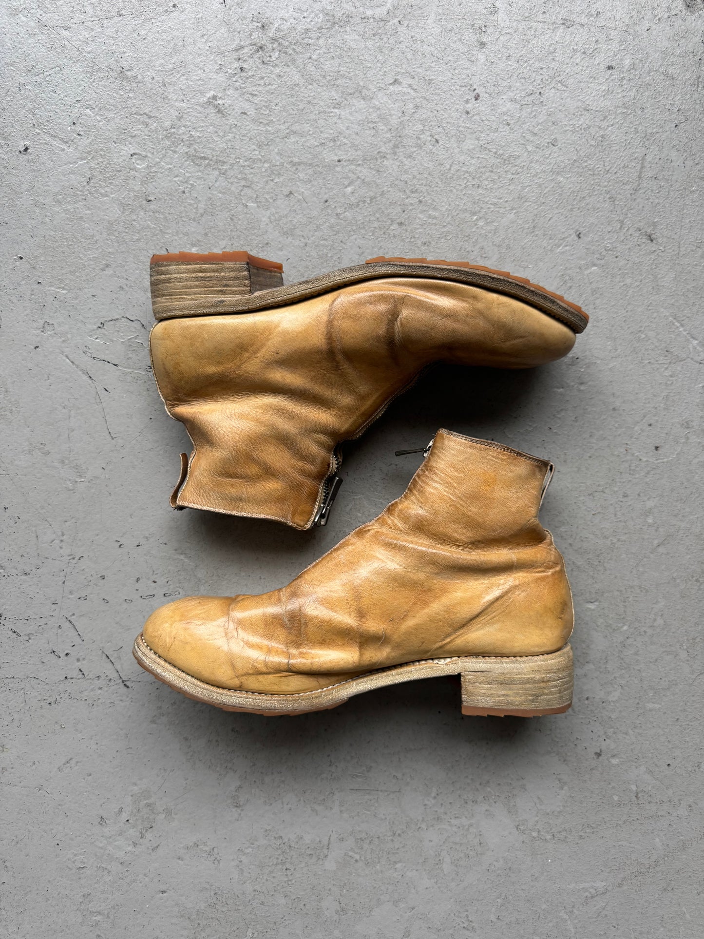 Guidi PL1 Cream Front Zip Horse Leather Boots (42)