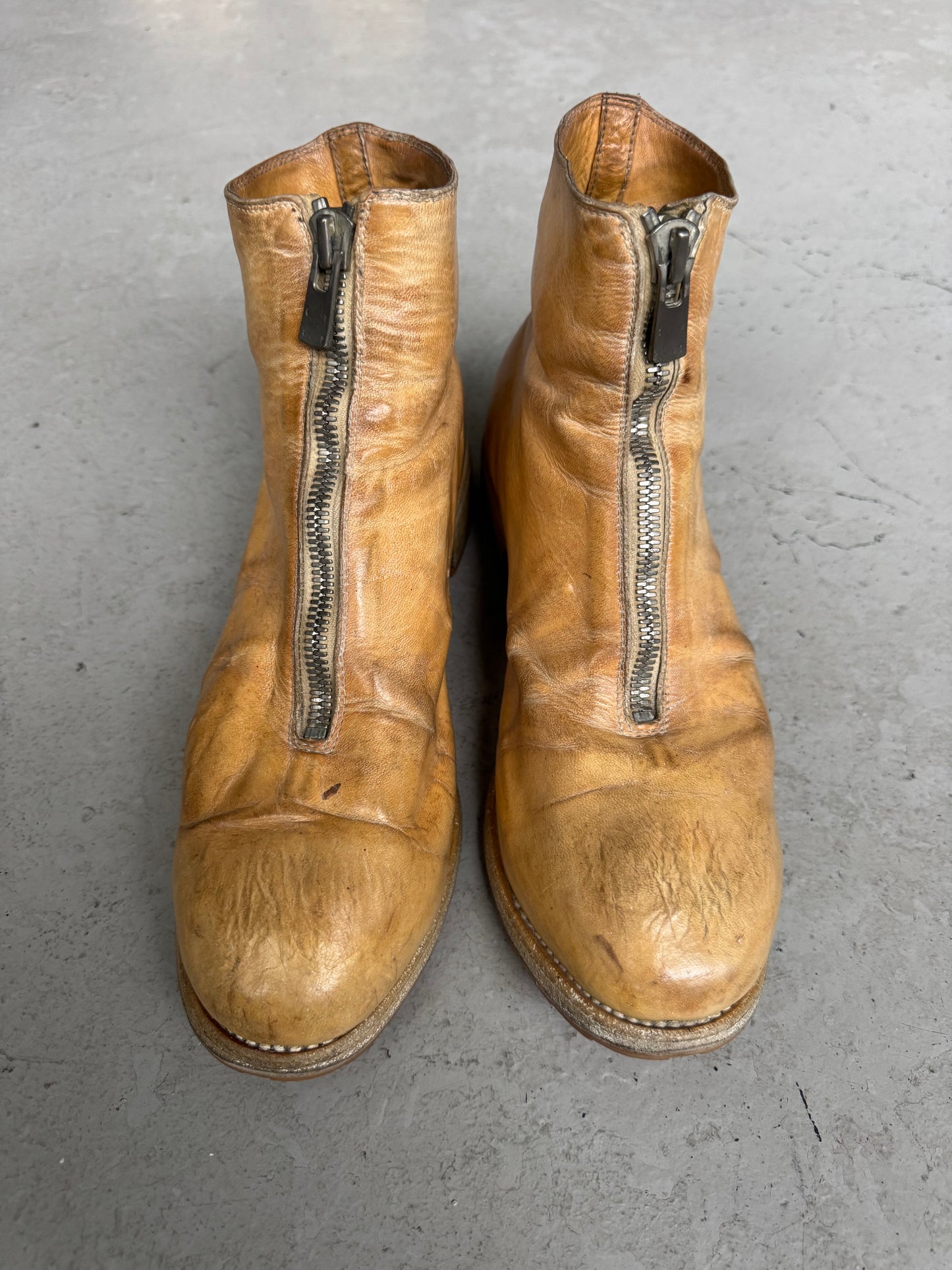 Guidi PL1 Cream Front Zip Horse Leather Boots (42)