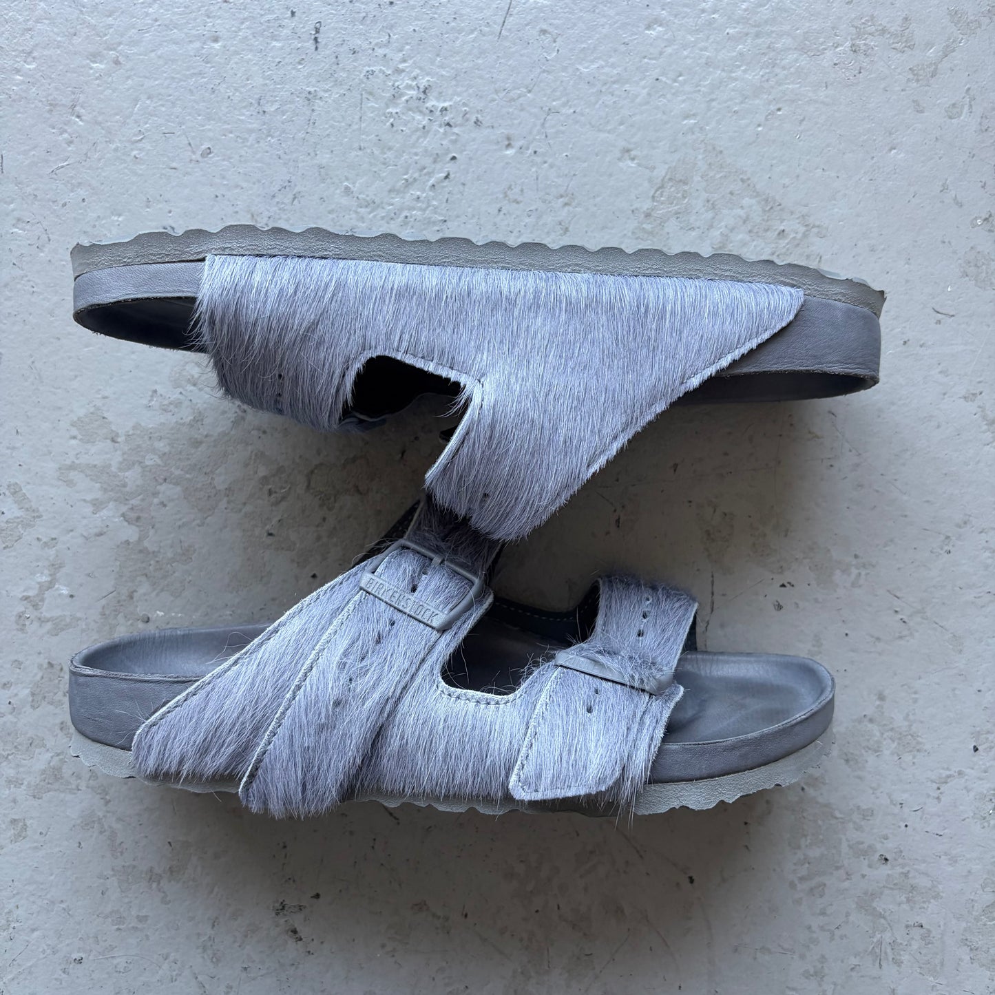 Rick Owens X Birkenstock Arizona Fur Sandals (41)