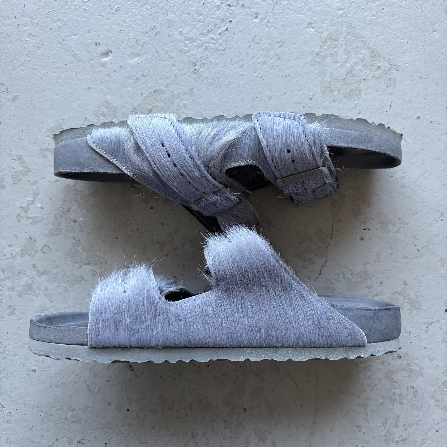 Rick Owens X Birkenstock Arizona Fur Sandals (41)