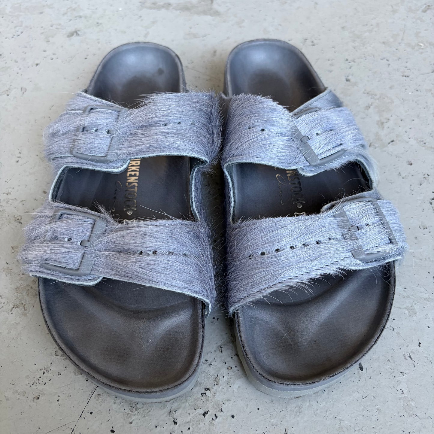 Rick Owens X Birkenstock Arizona Fur Sandals (41)