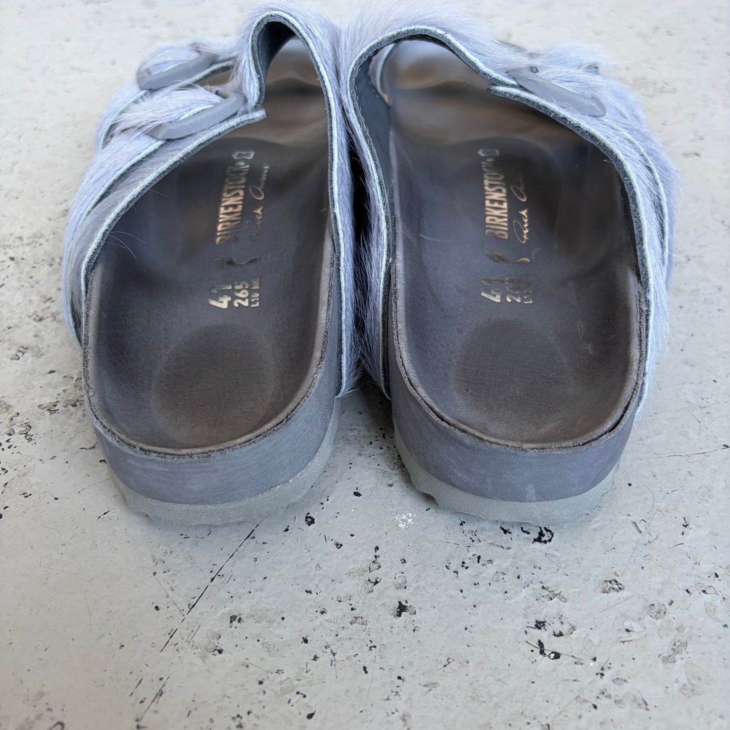 Rick Owens X Birkenstock Arizona Fur Sandals (41)