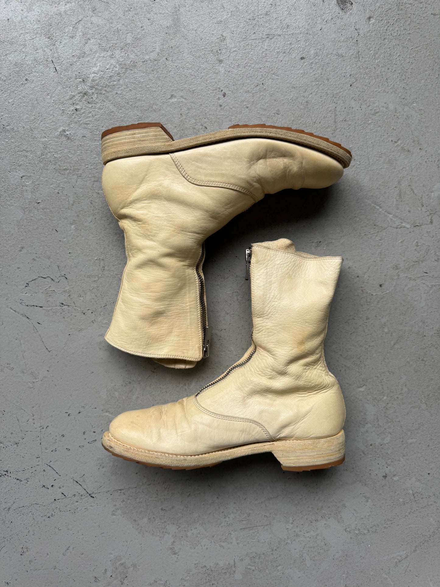 Guidi 310 Cream Front Zip Soft Horse Leather Boots (38)