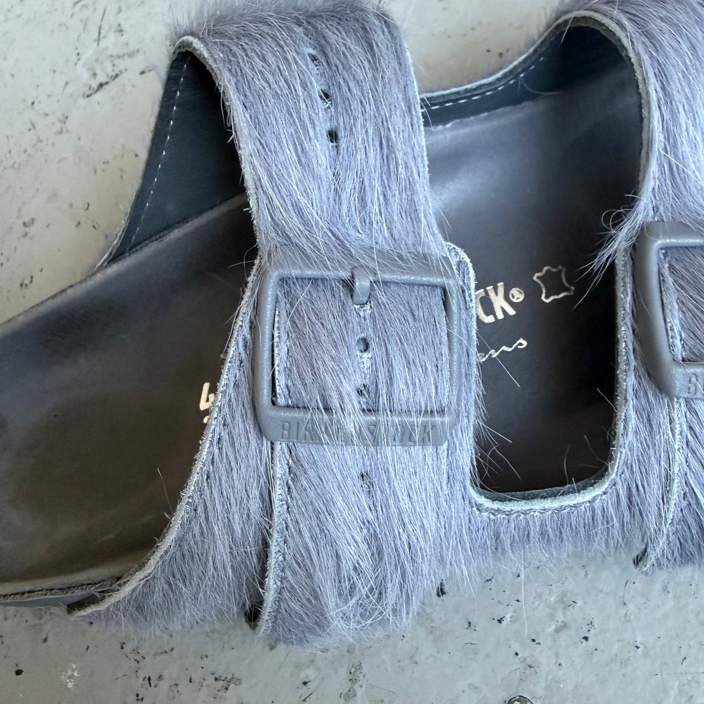 Rick Owens X Birkenstock Arizona Fur Sandals (41)