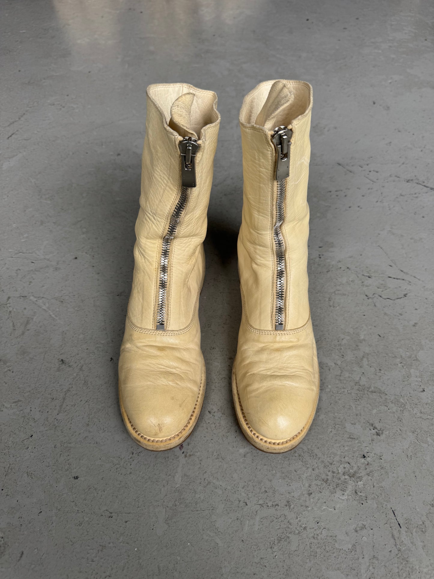 Guidi 310 Cream Front Zip Soft Horse Leather Boots (38)