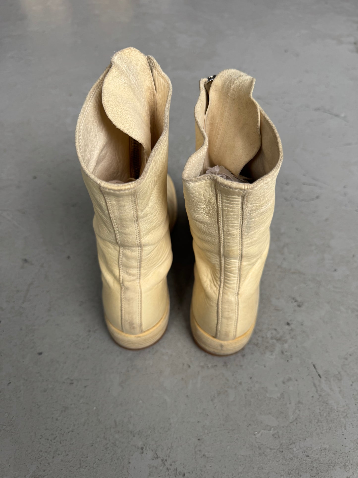 Guidi 310 Cream Front Zip Soft Horse Leather Boots (38)