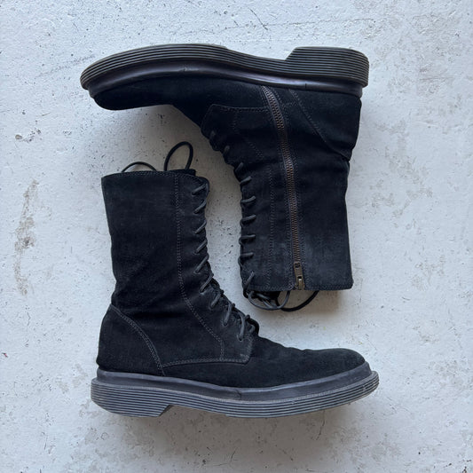 Ann Demeulemeester Scamosciato Black Suede Combat Boots (41)
