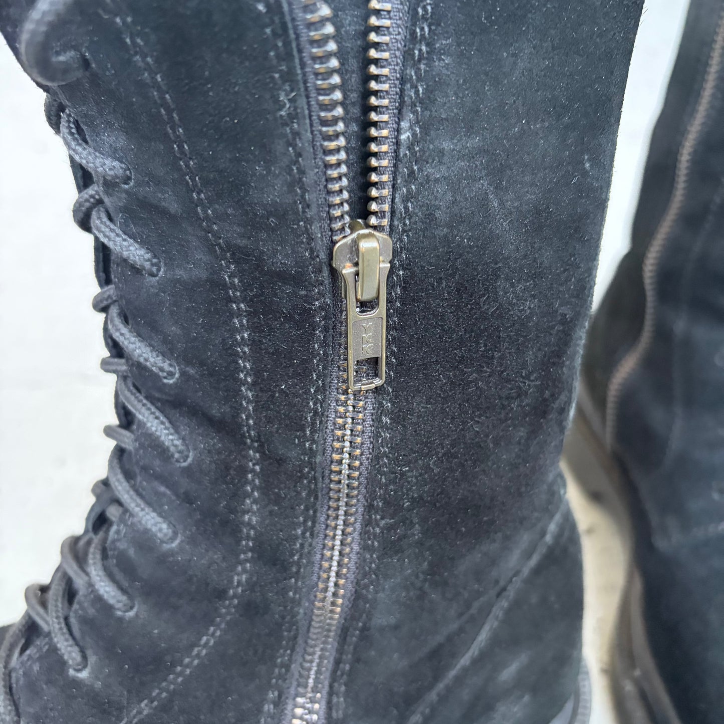 Ann Demeulemeester Scamosciato Black Suede Combat Boots (41)