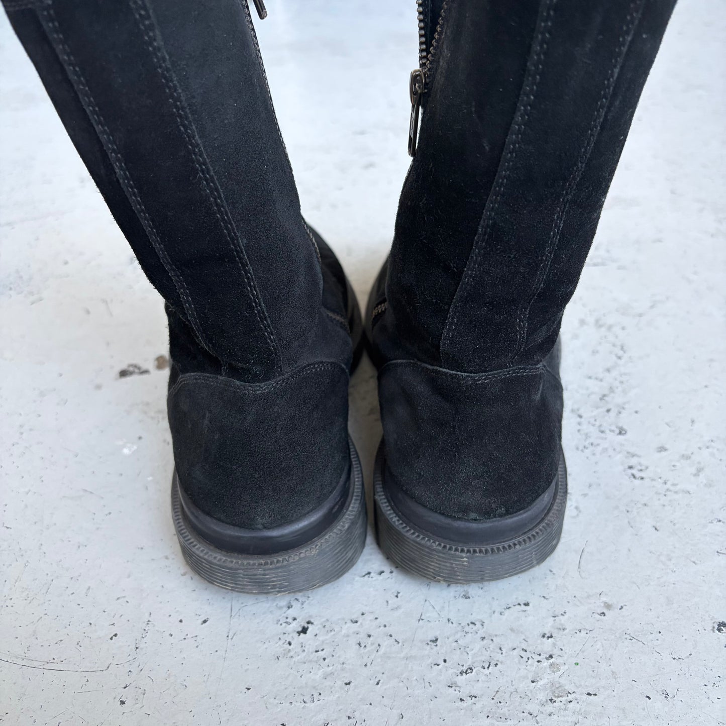 Ann Demeulemeester Scamosciato Black Suede Combat Boots (41)