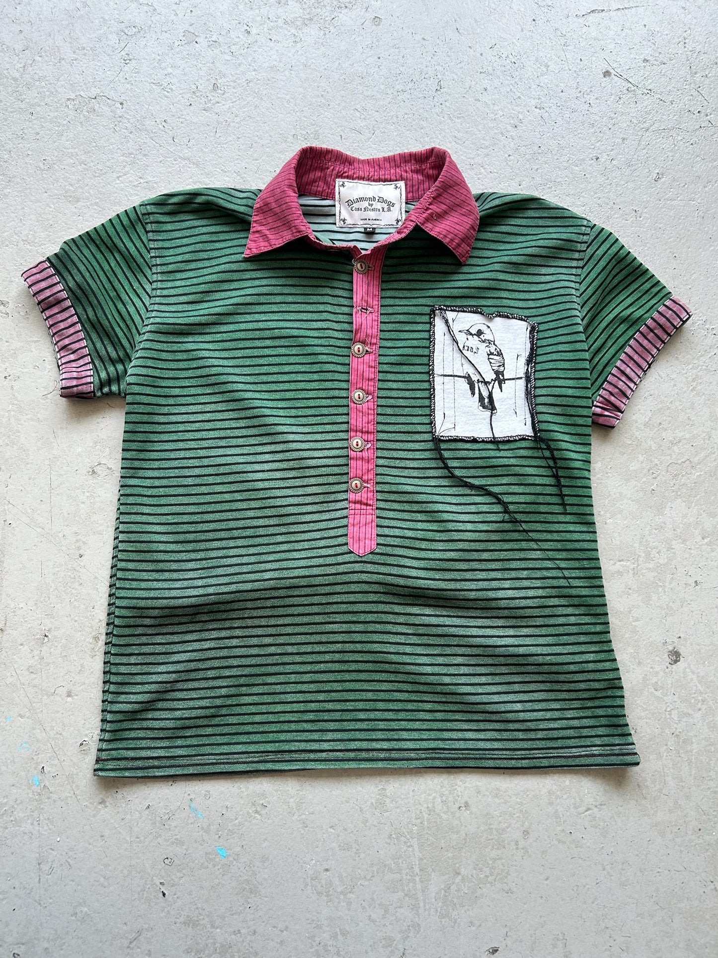 Diamond Dogs Green Striped Polo (M)