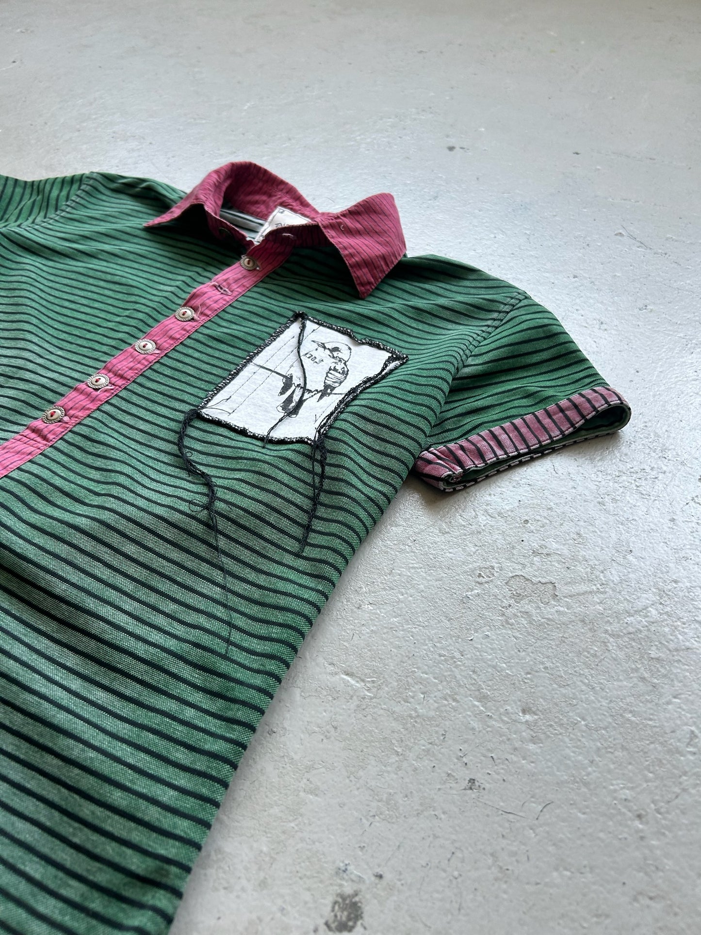 Diamond Dogs Green Striped Polo (M)