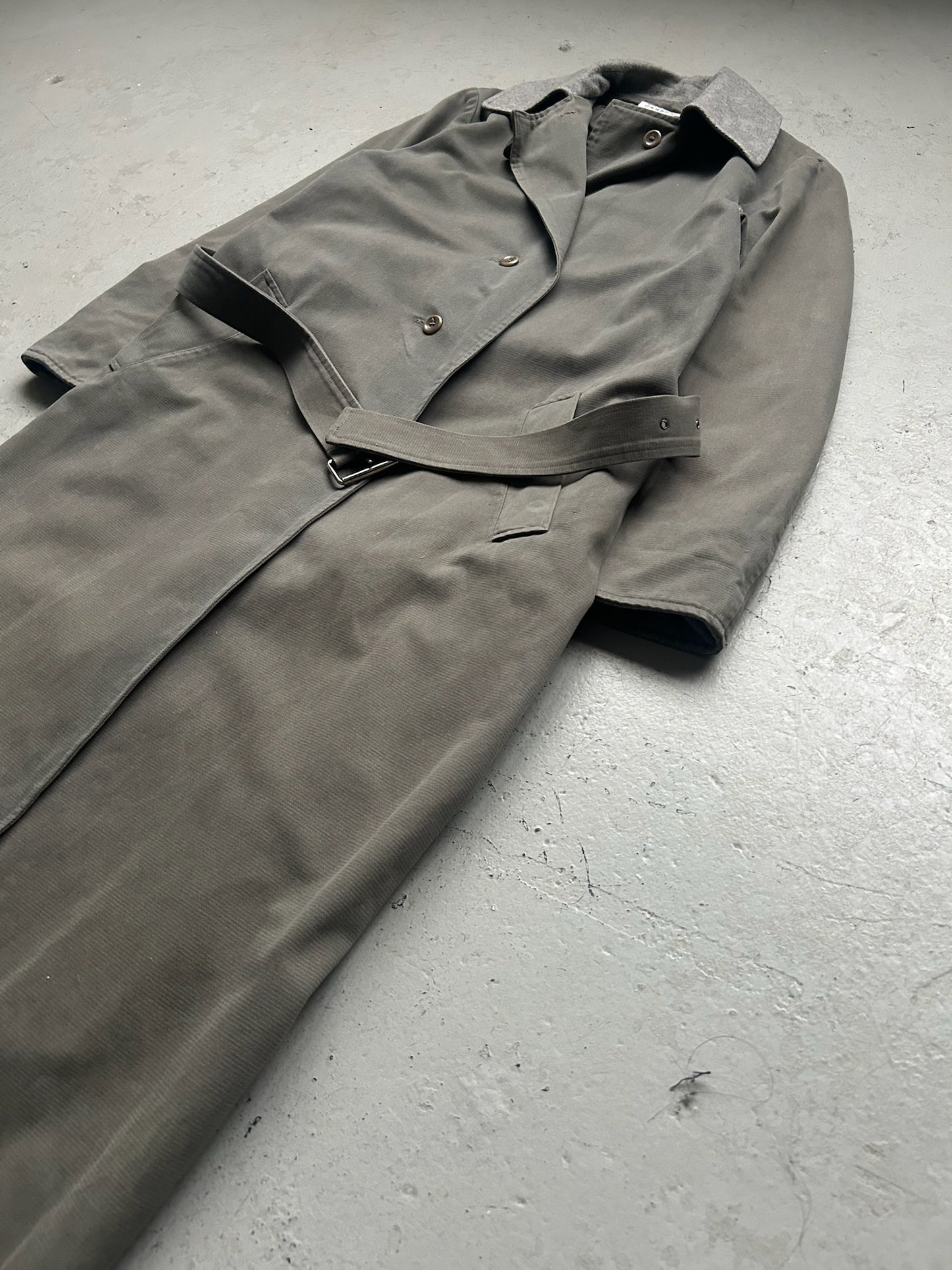 Maison Martin Margiela MM6 AW1999 Grey Cotton Belted Trench Coat (44)