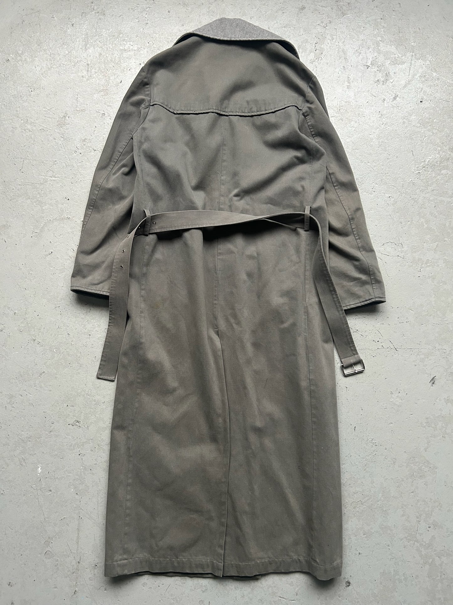 Maison Martin Margiela MM6 AW1999 Grey Cotton Belted Trench Coat (44)