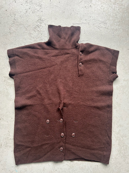Yohji Yamamoto Pour Homme Brown Asymmetrical Cardigan (M)