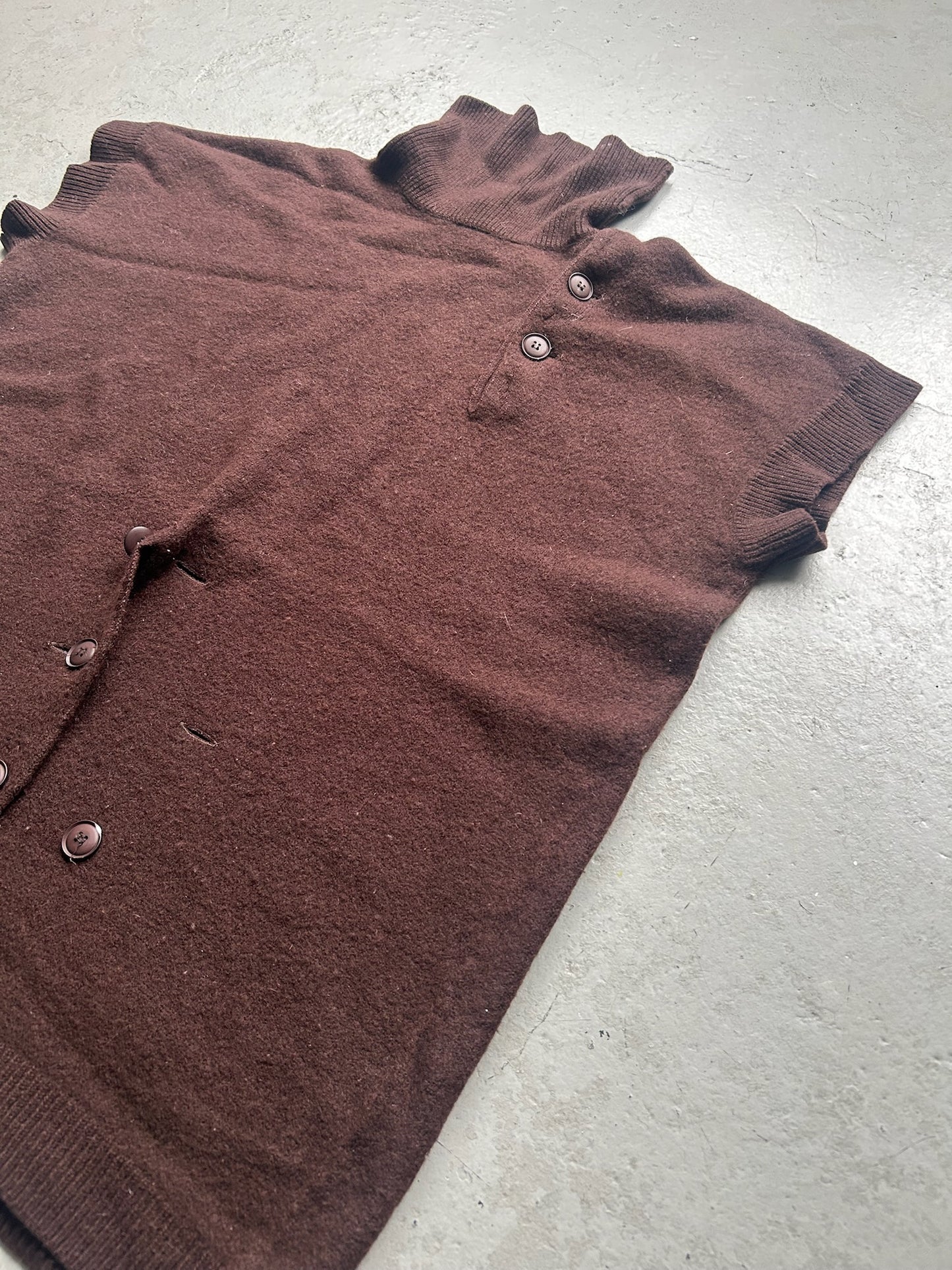 Yohji Yamamoto Pour Homme Brown Asymmetrical Cardigan (M)