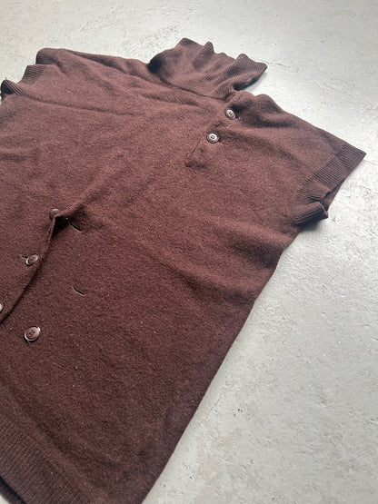 Yohji Yamamoto Pour Homme Brown Asymmetrical Cardigan (M)