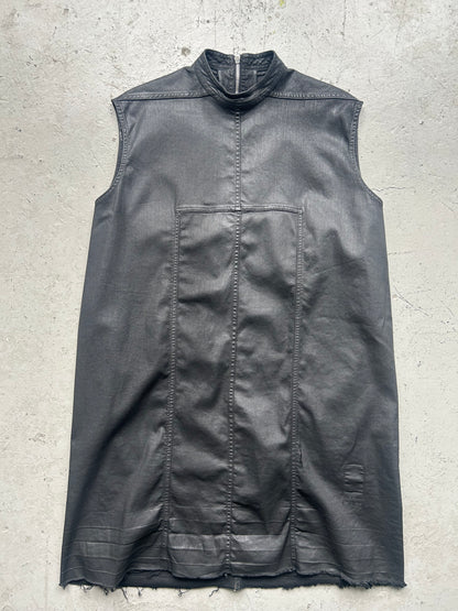 Rick Owens DRKSHDW Sample Black Waxed Sleeveless Shirt  (S)