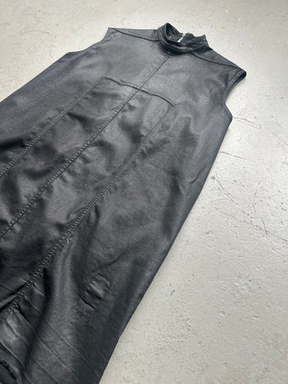 Rick Owens DRKSHDW Sample Black Waxed Sleeveless Shirt  (S)