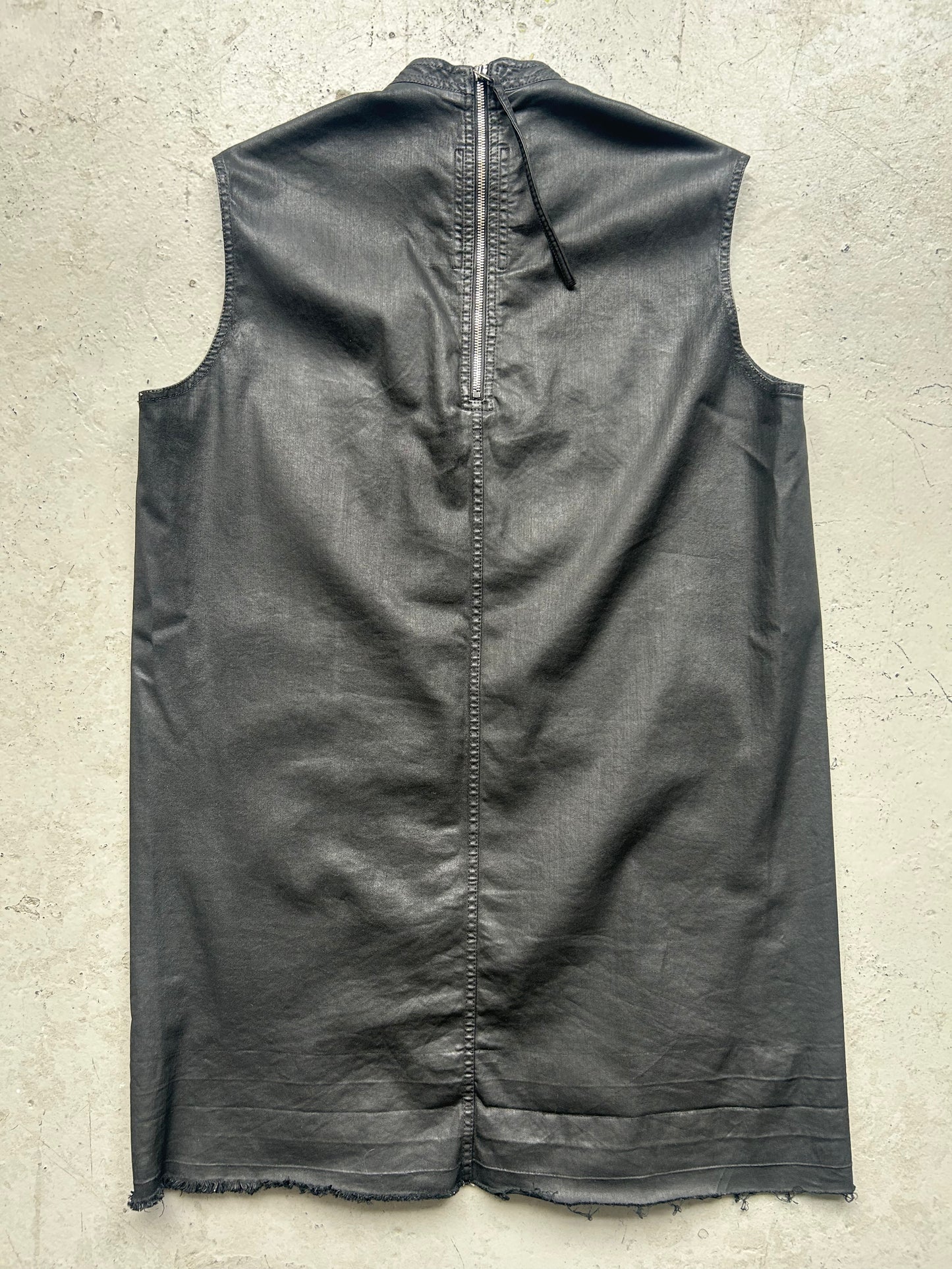 Rick Owens DRKSHDW Sample Black Waxed Sleeveless Shirt  (S)